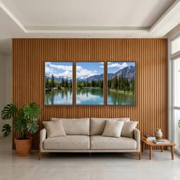 Kit 3 Quadros Decorativos Lago e Montanha