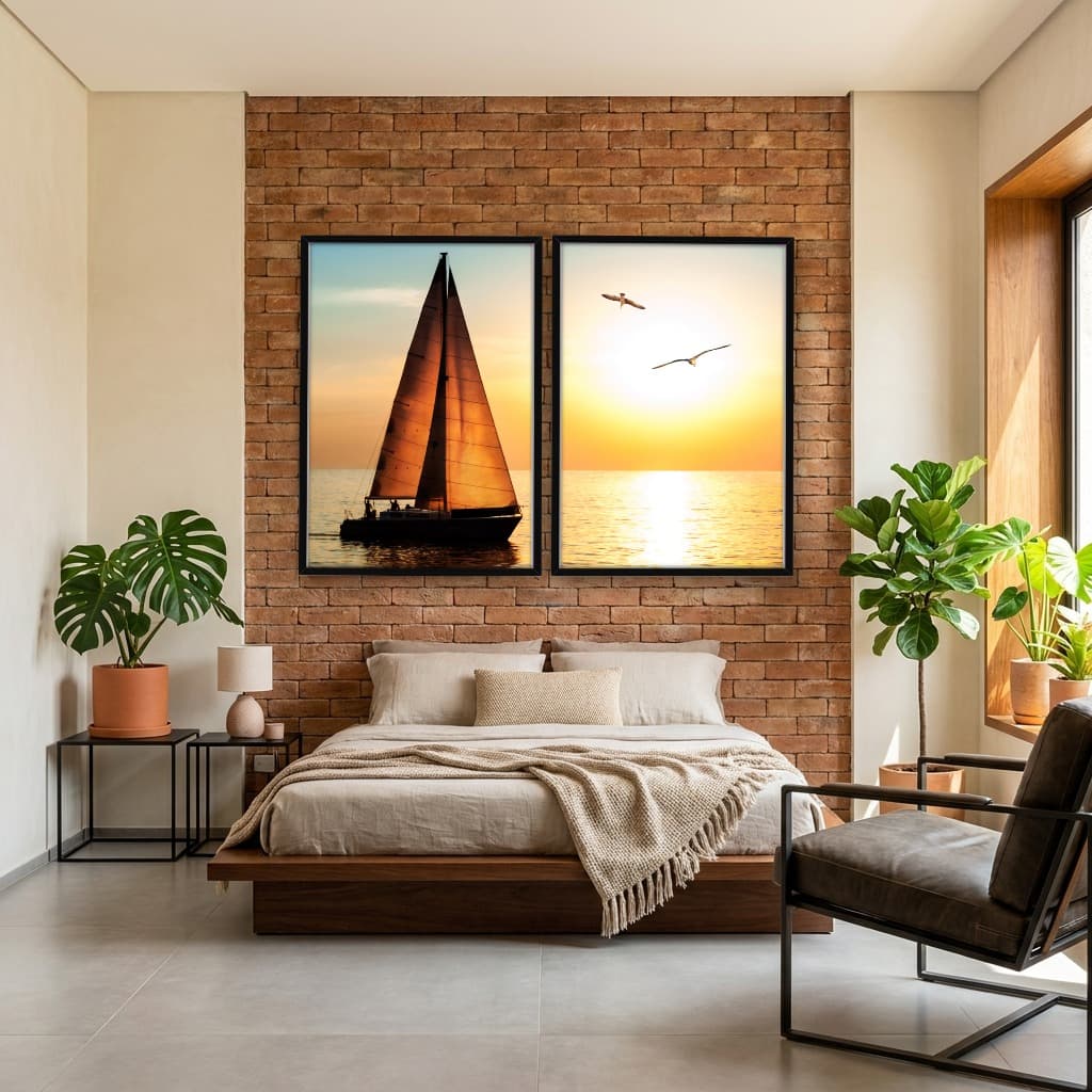 Duo de Quadros Decorativos Pôr do Sol