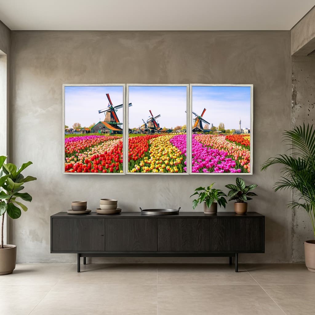 Kit 3 Quadros Decorativos Tulipas da Holanda