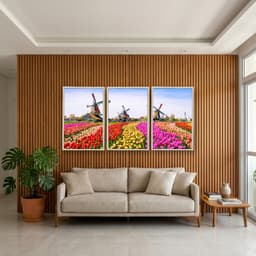 Kit 3 Quadros Decorativos Tulipas da Holanda