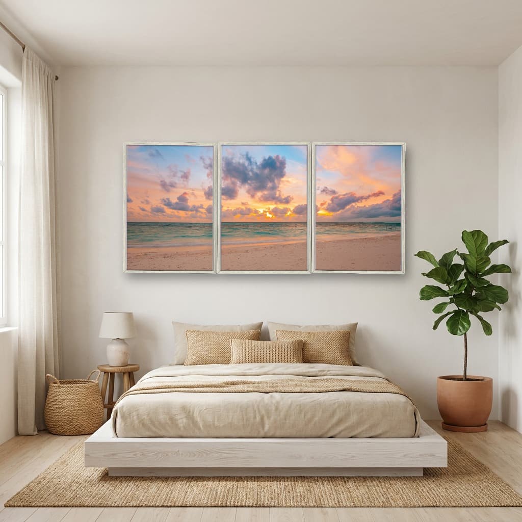 Kit 3 Quadros Decorativos Pôr do Sol