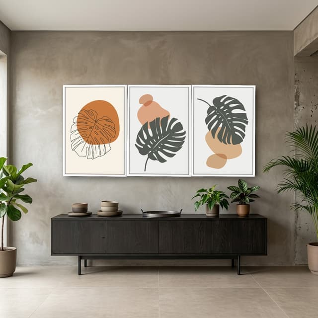 Kit 3 Quadros Decorativos Costela de Adão