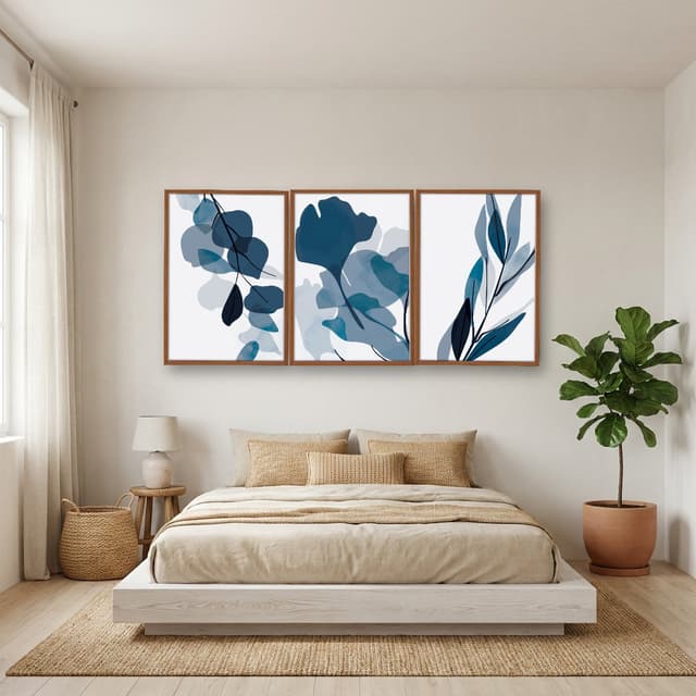 Kit 3 Quadros Decorativos Plantas Abstratas