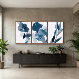 Kit 3 Quadros Decorativos Plantas Abstratas