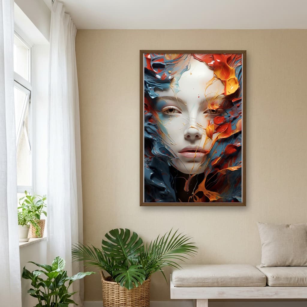 Quadro Decorativo Mulher Abstrata com Tinta