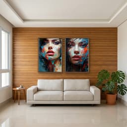 Kit 2 Quadros Decorativos Mulher Abstrata