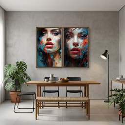 Kit 2 Quadros Decorativos Mulher Abstrata