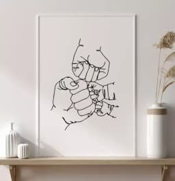 Quadro Decorativo Retangular Famlia Completa Mãos Minimalista