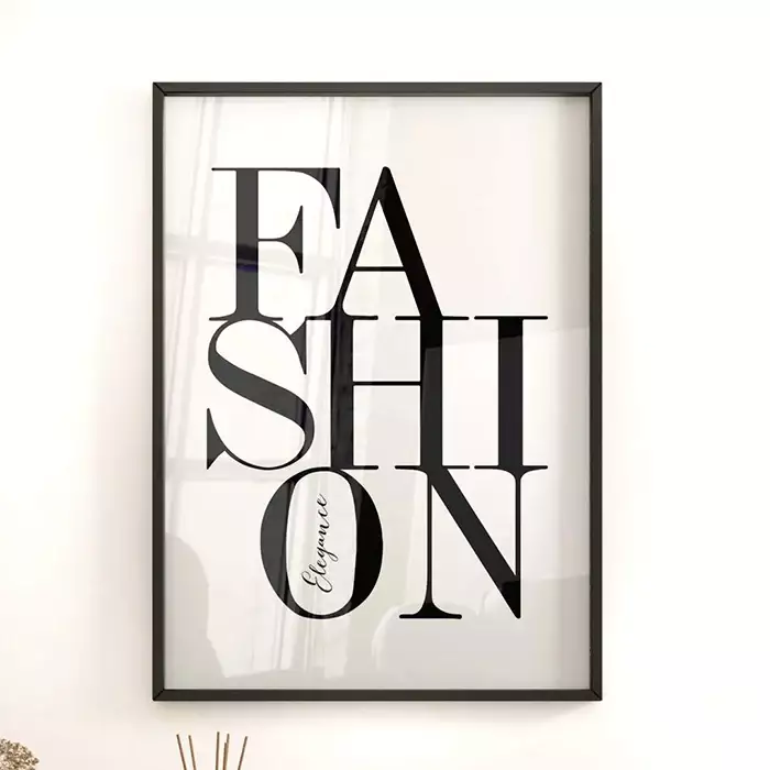 Quadro Decorativo Tipografia Fashion Elegance Preto e Branco