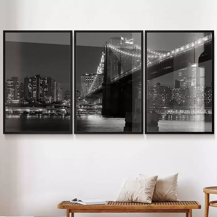 Kit Quadro Decorativo Toronto City Fotografia em Preto e Branco