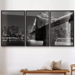 Kit Quadro Decorativo Toronto City Fotografia em Preto e Branco