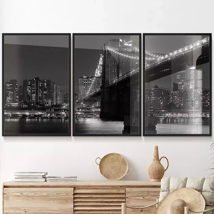 Kit Quadro Decorativo Toronto City Fotografia em Preto e Branco