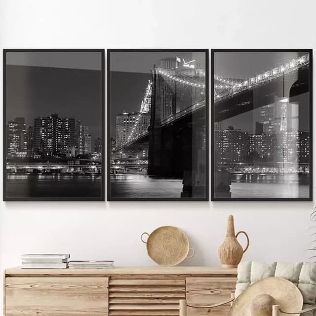 Kit Quadro Decorativo Toronto City Fotografia em Preto e Branco