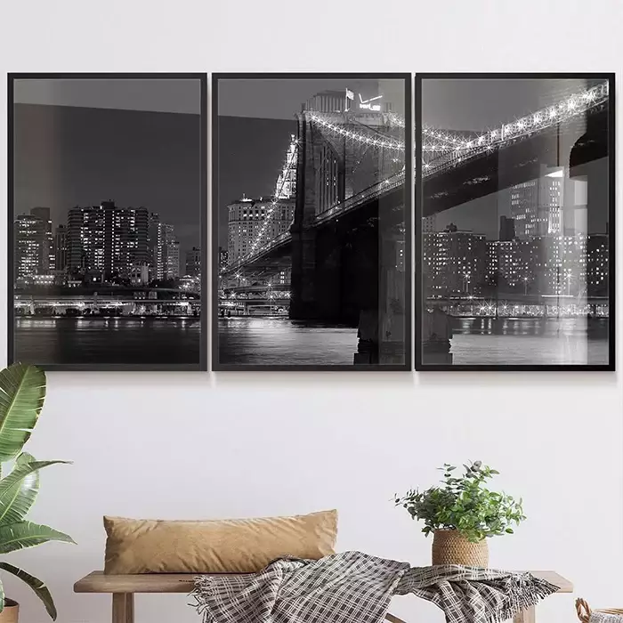 Kit Quadro Decorativo Toronto City Fotografia em Preto e Branco