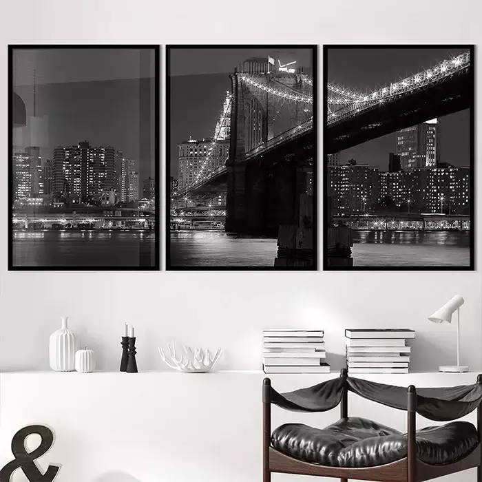 Kit Quadro Decorativo Toronto City Fotografia em Preto e Branco