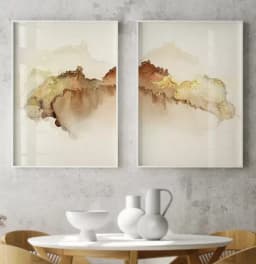 Kit Quadro Decorativo Mancha Marrom Com Gold