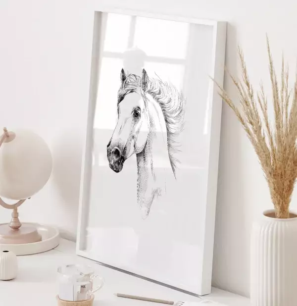 Quadro Decorativo Cabeca de Cavalo Desenho