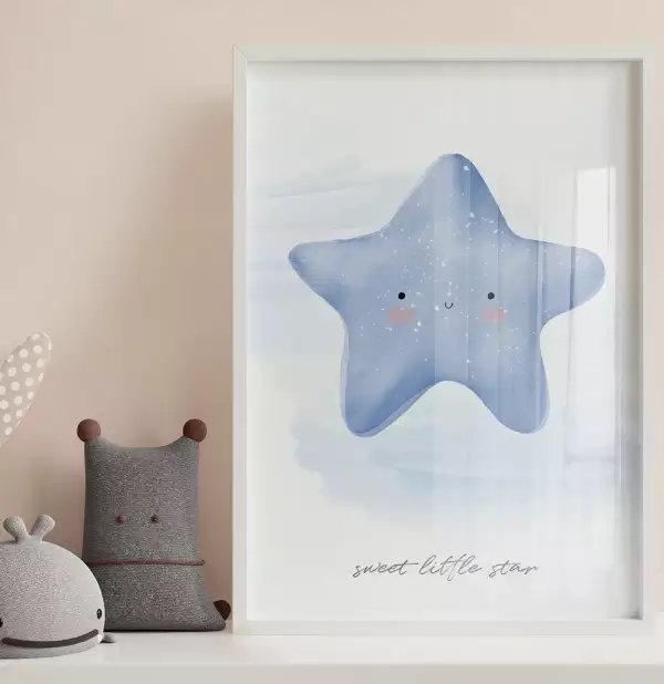 Quadro Decorativo Retangular Sweet Little Star Blue