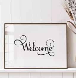Quadro Decorativo Retangular Welcome White