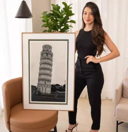Quadro Decorativo Torre de Pisa Roma Itália Fotografia em Tons Sépia