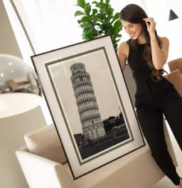 Quadro Decorativo Torre de Pisa Roma Itália Fotografia em Tons Sépia