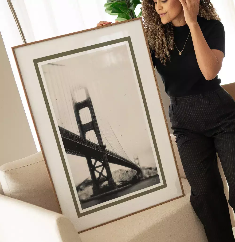 Quadro Decorativo Golden Gate EUA Fotografia em Tons Sépia