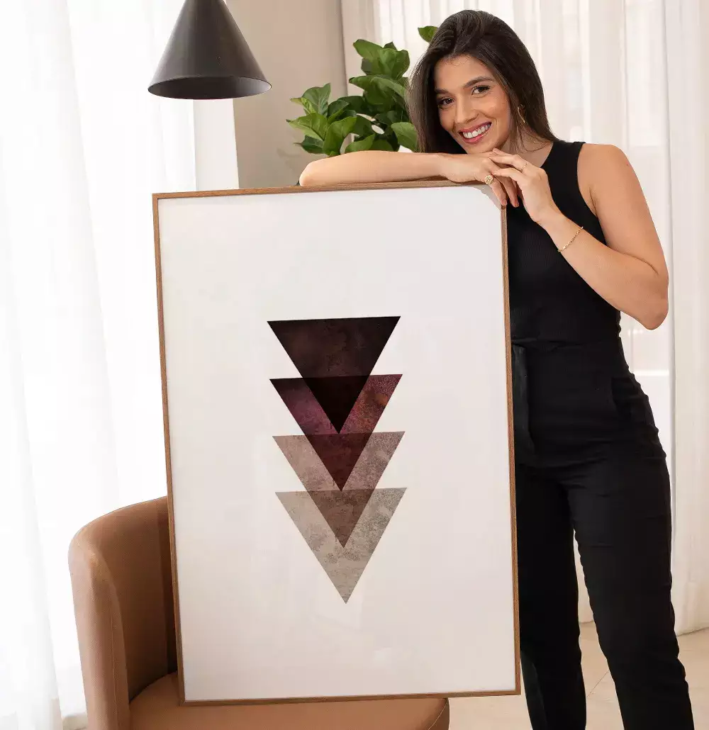 Quadro Decorativo Triângulos Sobrepostos com Textura