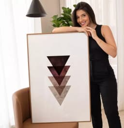 Quadro Decorativo Triângulos Sobrepostos com Textura
