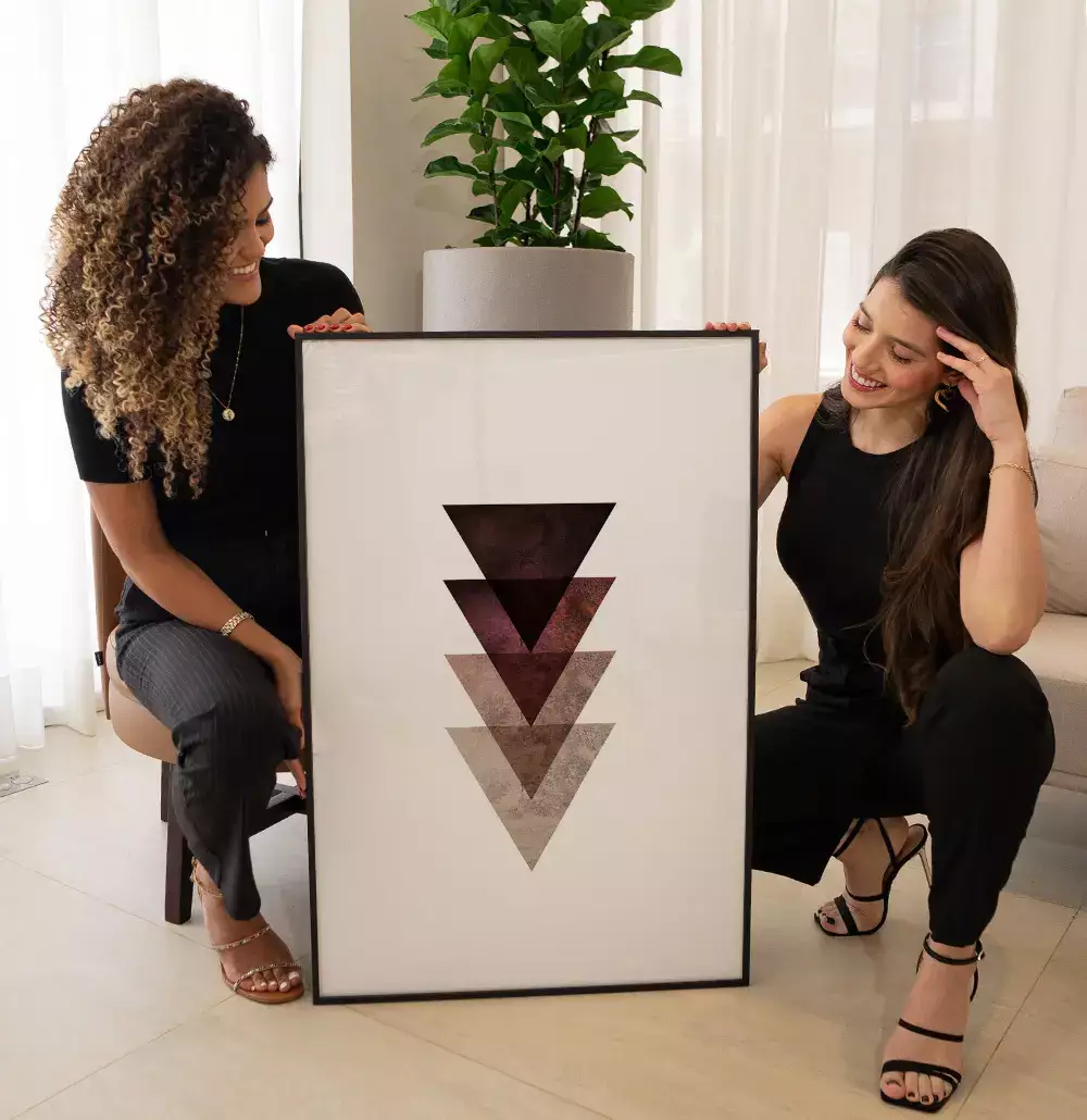 Quadro Decorativo Triângulos Sobrepostos com Textura