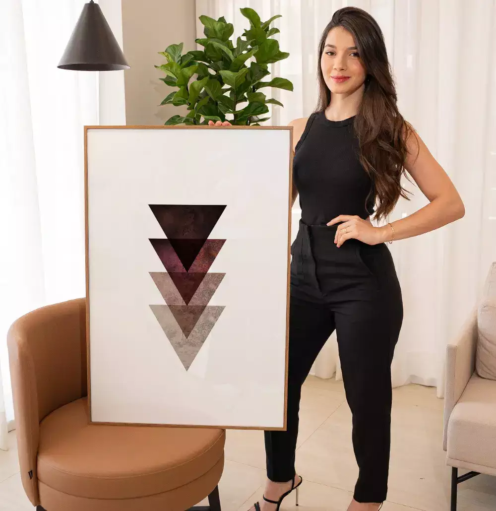 Quadro Decorativo Triângulos Sobrepostos com Textura