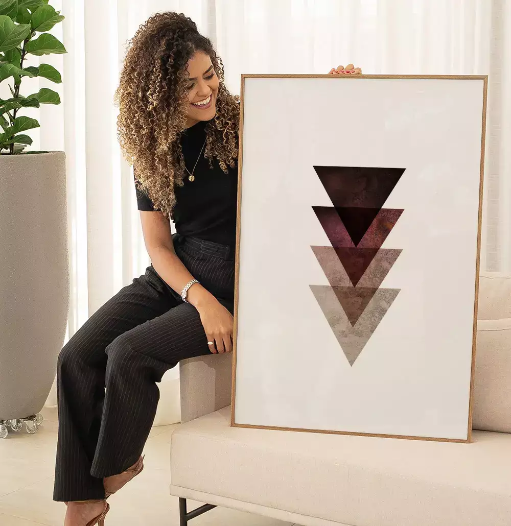Quadro Decorativo Triângulos Sobrepostos com Textura