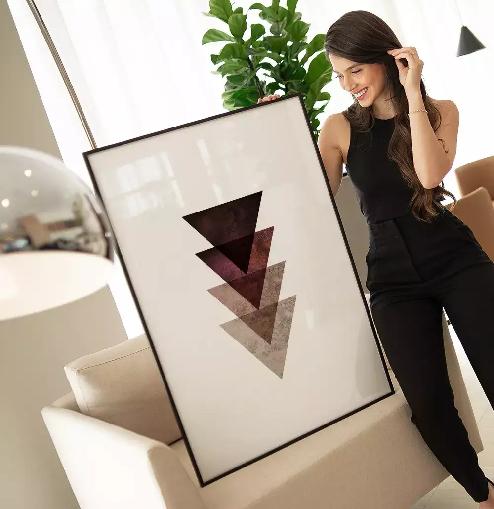Quadro Decorativo Triângulos Sobrepostos com Textura