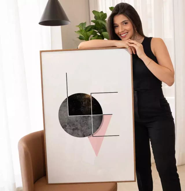 Quadro Decorativo Love na Lua Geométrico com Textura