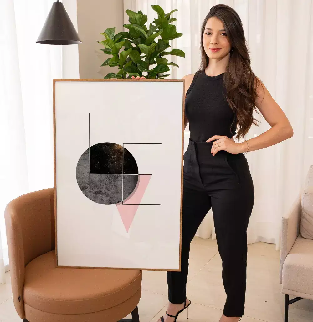 Quadro Decorativo Love na Lua Geométrico com Textura