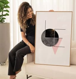 Quadro Decorativo Love na Lua Geométrico com Textura