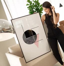 Quadro Decorativo Love na Lua Geométrico com Textura