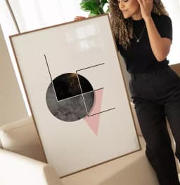Quadro Decorativo Love na Lua Geométrico com Textura
