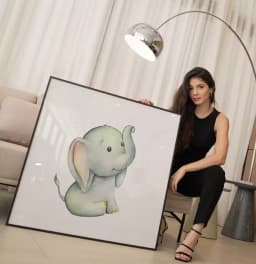 Quadro Decorativo Elefante Baby Aquarela Desenho Minimalista