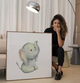 Quadro Decorativo Elefante Baby Aquarela Desenho Minimalista