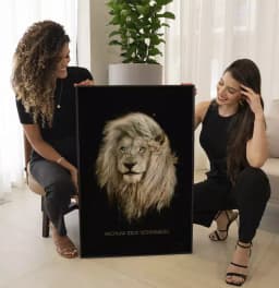 Quadro Decorativo Pintura Leão Tipografia Disciplina Foco Determinação