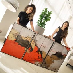 Kit Quadro Decorativo Abstrato Textura Estilo Gesso 4 cores