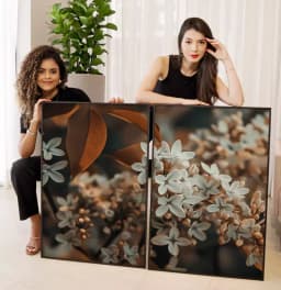 Kit Quadro Decorativo Floral Branco com Terra