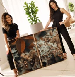 Kit Quadro Decorativo Floral Branco com Terra