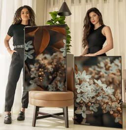 Kit Quadro Decorativo Floral Branco com Terra