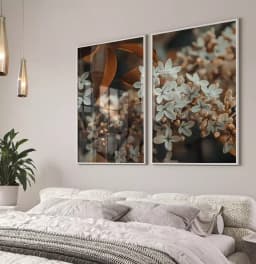 Kit Quadro Decorativo Floral Branco com Terra