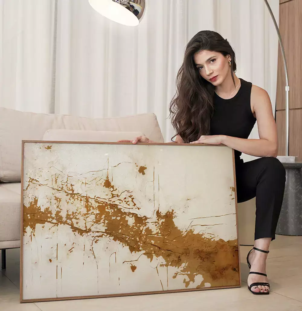 Quadro Decorativo Abstrato Plaster Art Brown Tint