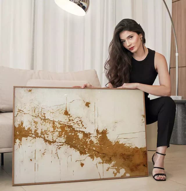 Quadro Decorativo Abstrato Plaster Art Brown Tint