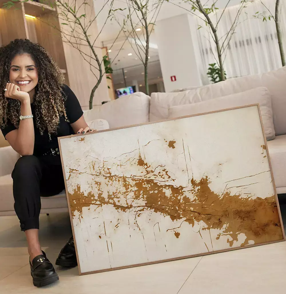 Quadro Decorativo Abstrato Plaster Art Brown Tint
