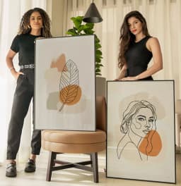 Kit Quadro Decorativo Pintura Formas Orgânicas Mulher Floral Minimalista