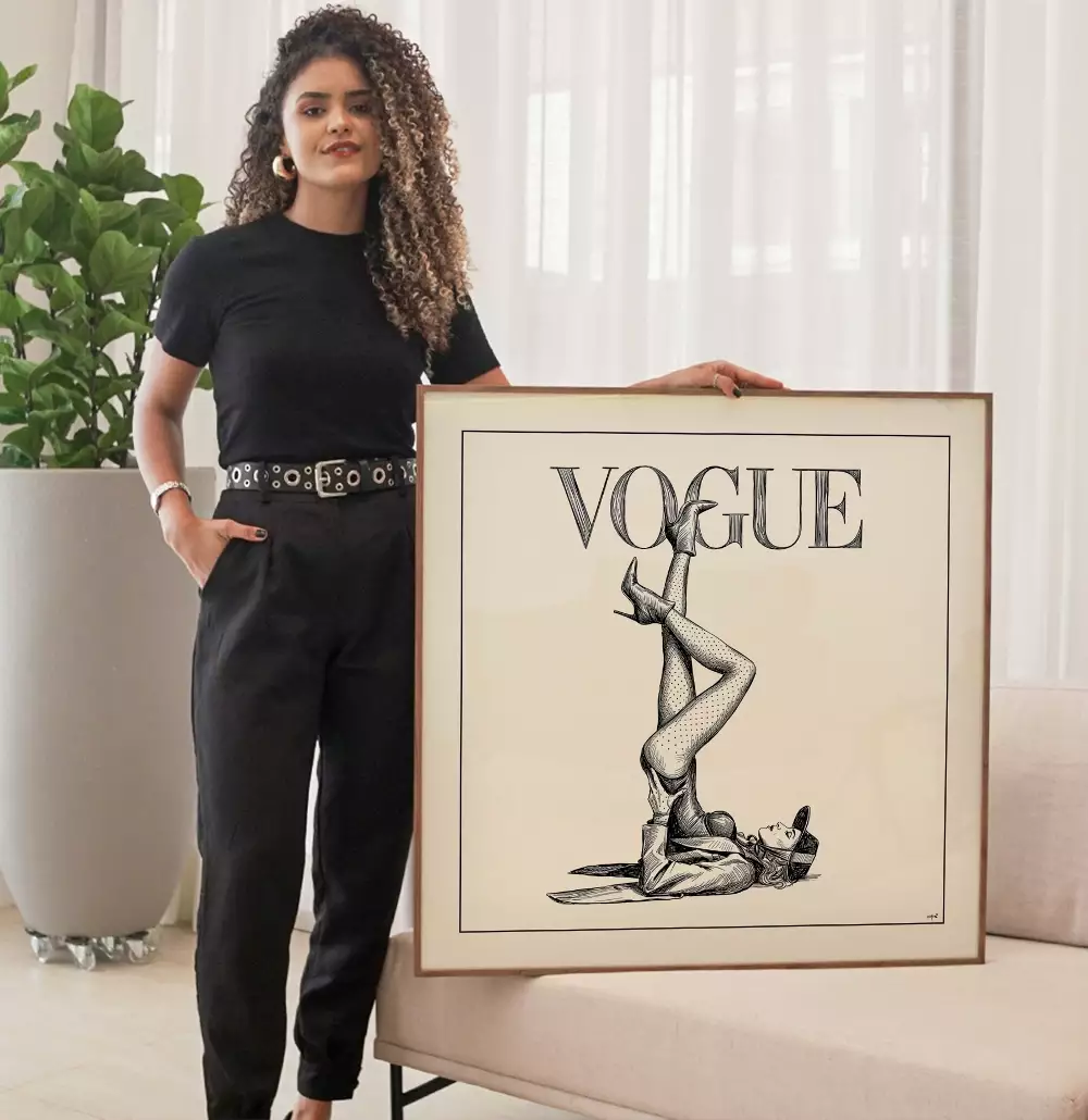 Quadro Decorativo Vogue Meia Calça Poá Pernas pro Ar